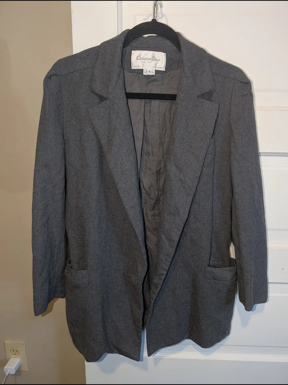 ​Vintage Christian Dior 100% Pure Wool Blazer Dark Gray